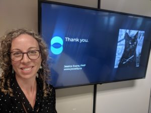 Jessica Evans PMP, project manager with thank you slide at end of training